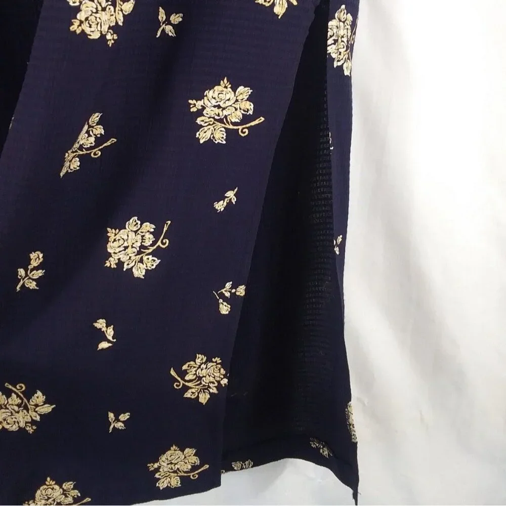 Source Unknown Women's Dark Blue Floral Pencil Knee Length Skirt Size 14 - Picture 6 of 9